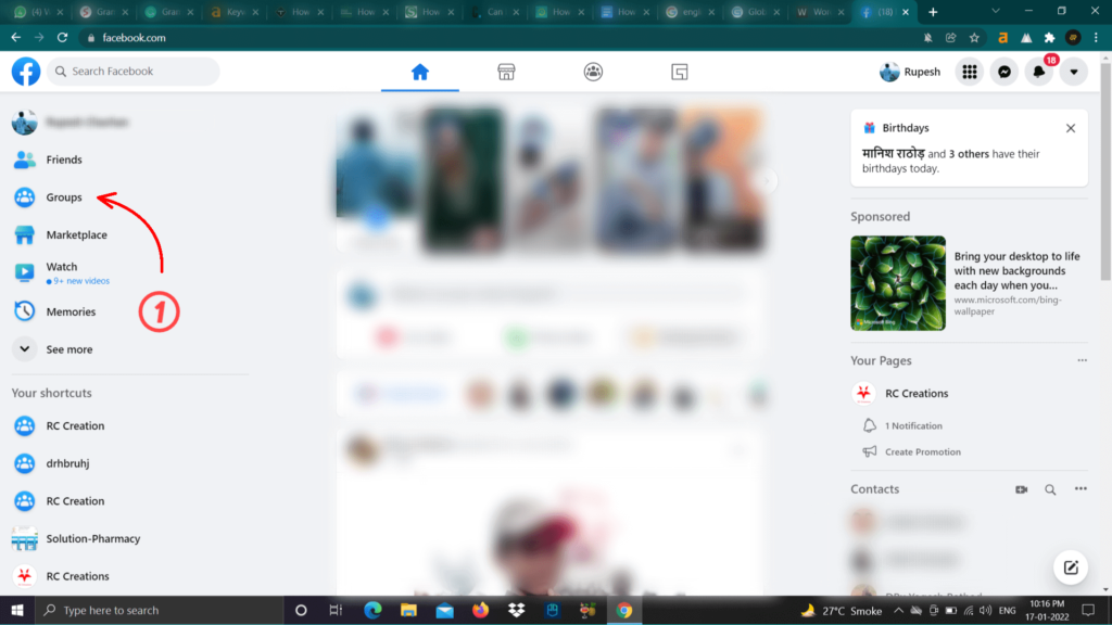 Facebook Group on a Computer